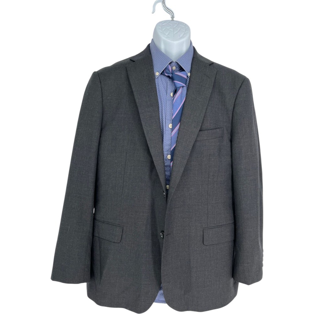Mantoni Blazer Men's Size 44 Charcoal Grey Wool 2-Button Classic